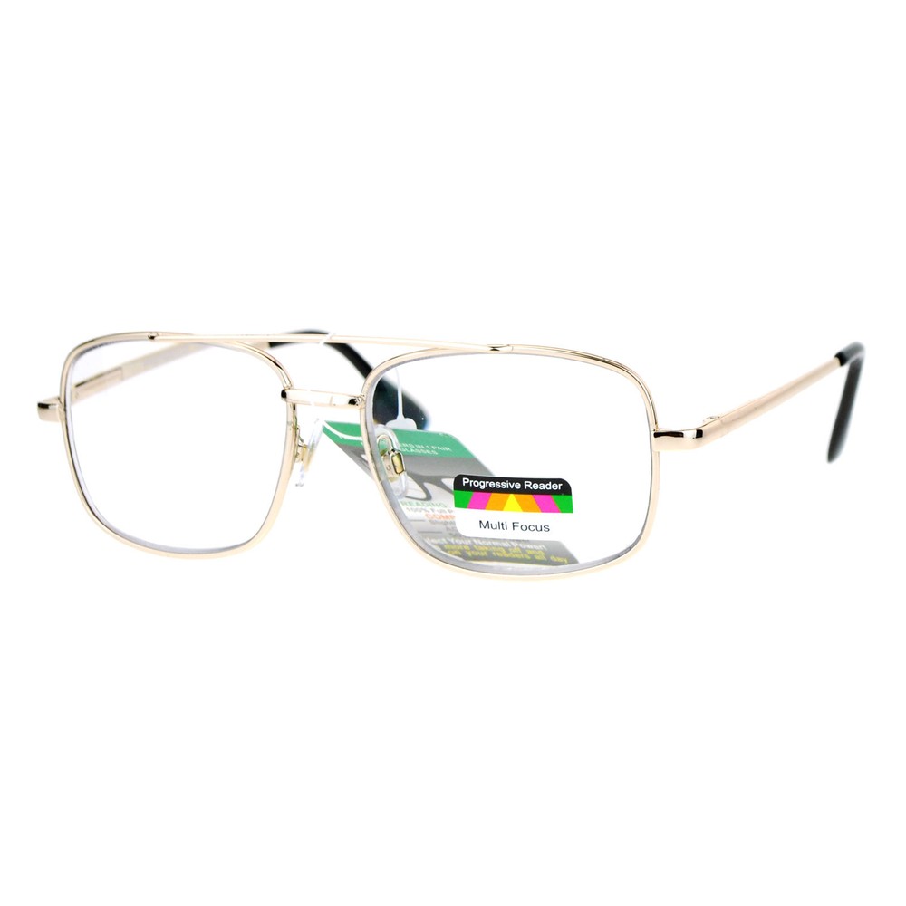 Multi Focus Progressive Reading Glasses 3 Powers in 1 Reader Square Metal