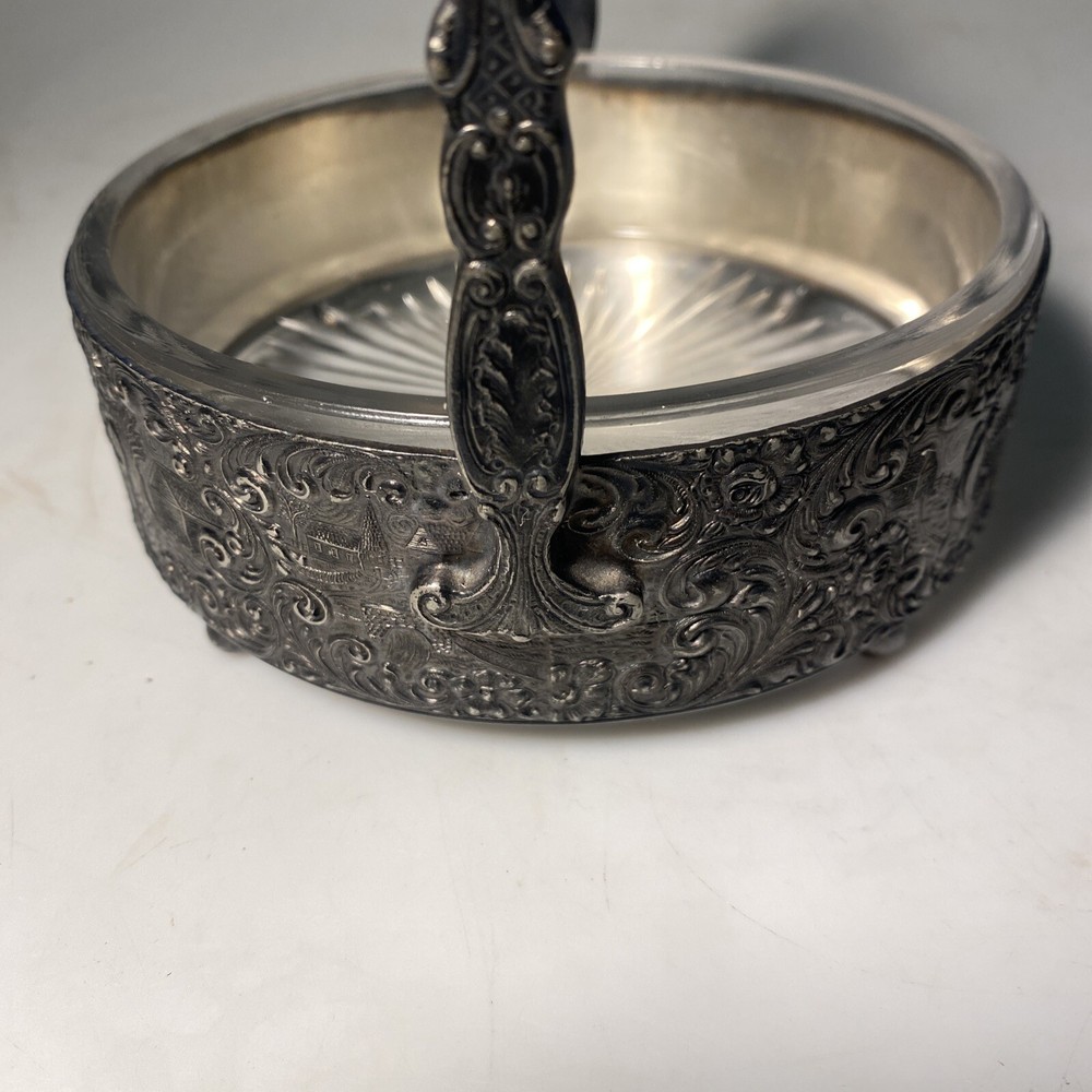 K.S Ornate Condiments Server Dutch Scenes & Handle Footed.