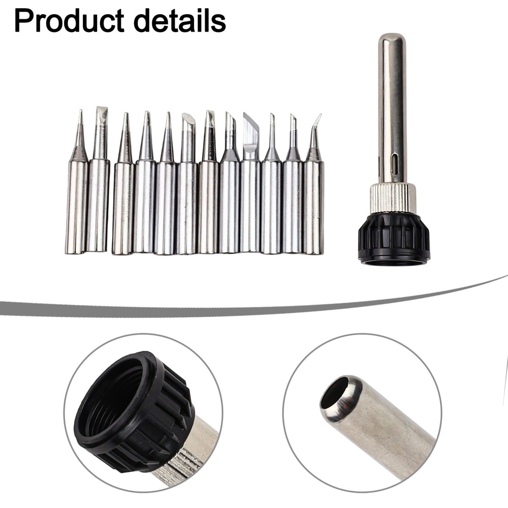 Station Tool Soldering Iron Tips Silver 4.2cm W/Handle Adapter High Quality