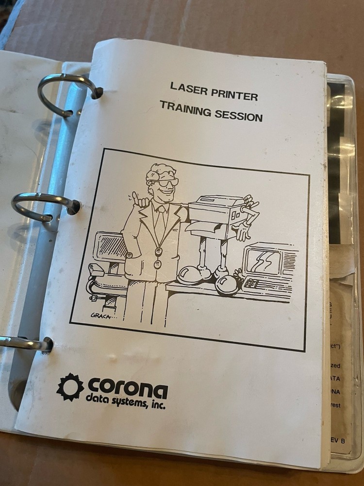 1985 Corona Data Systems Laser Printer Training Session Users Manual W/Software