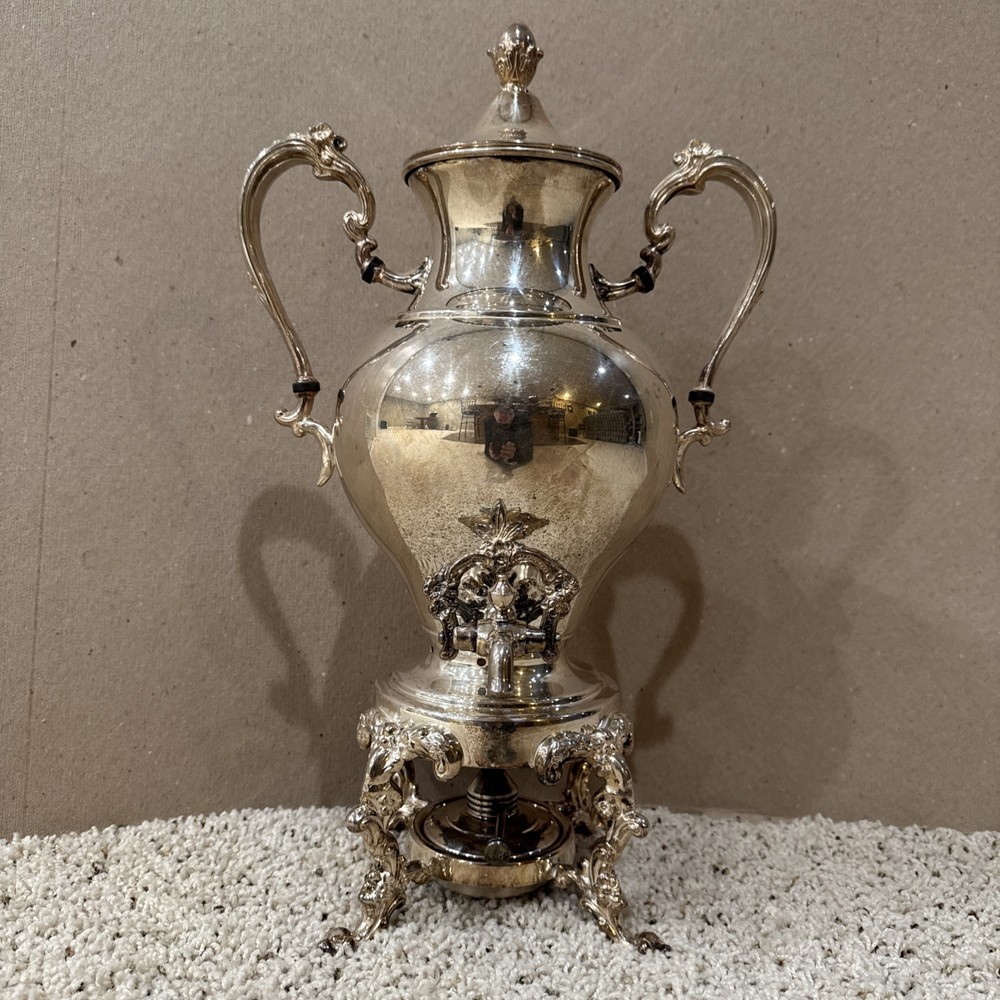 Silverplated  (Silver On Copper) Teapot / Coffee Urn w/ Burner