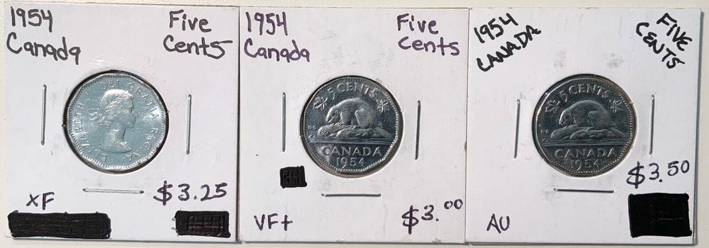 1953 Canada 5 Cents (x3)