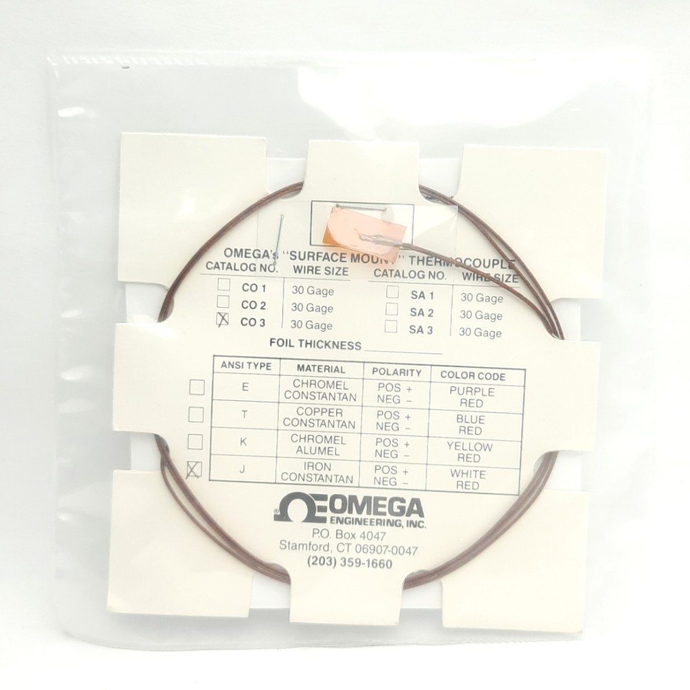 Omega Engineering CO3-J Surface Mount Thermocouple, Type J, 1m Lead