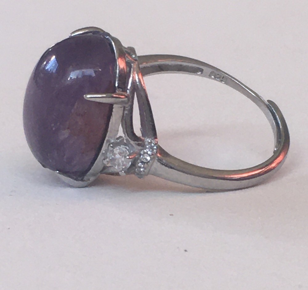 amethyst ring s925 adjustable to size 7, 8 & 9