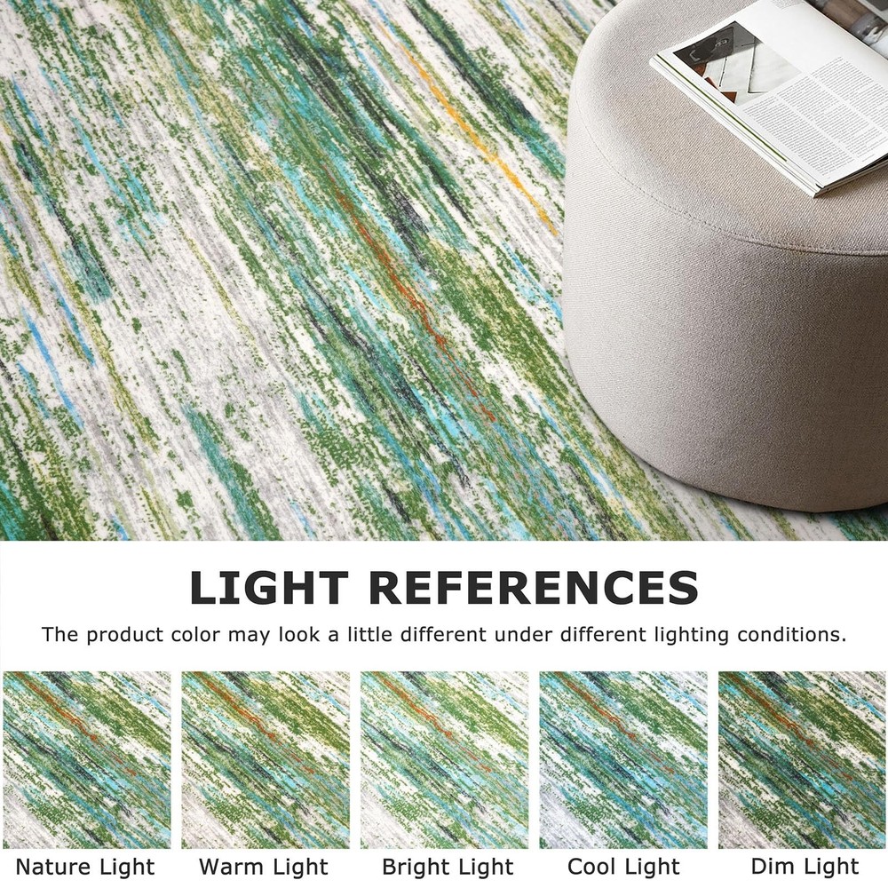 SIILOOM 2x6 Modern Abstract Runner Rug for Hallway, Teal Grey Multi Super Sof...