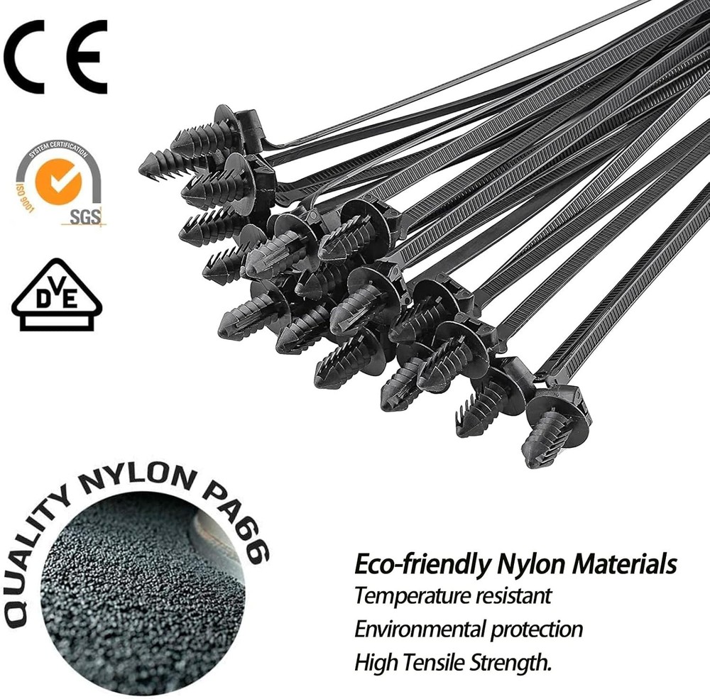 160Pcs Universal Nylon Push Mount Cable Zip Tie, Self Locking Cable Strap,Heavy
