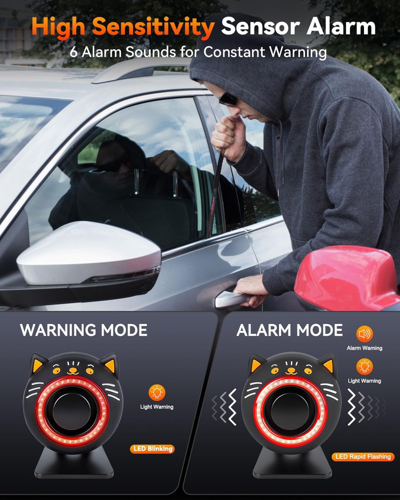 Car Alarm System, 120Db with Motion Sensor Alarm & Red Light, Wireless Remote an