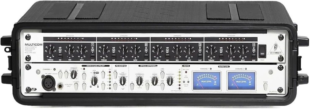 New Waterproofing 2Door W/ Microphone Compartments Rack Mount PC Amp Flight Case