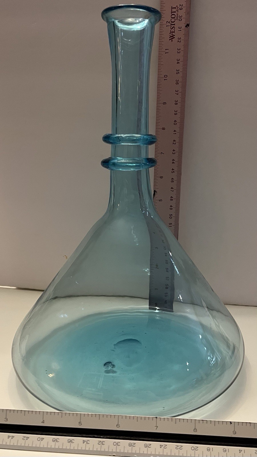 Vintage MCM Italian Aqua Empoli Glass Bottle 11x8 Without Stopper