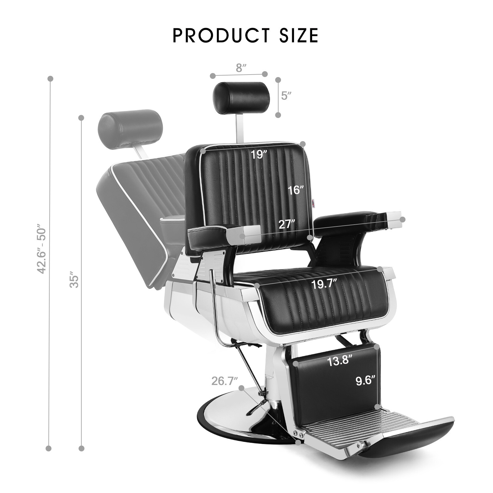 All Purpose Recline Hydraulic Barber Chair Salon Spa Beauty Equipment Heavy Duty