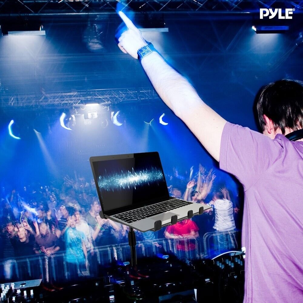 Pyle Universal Foldable DJ Laptop Stand-Professional Portable Telescoping Height