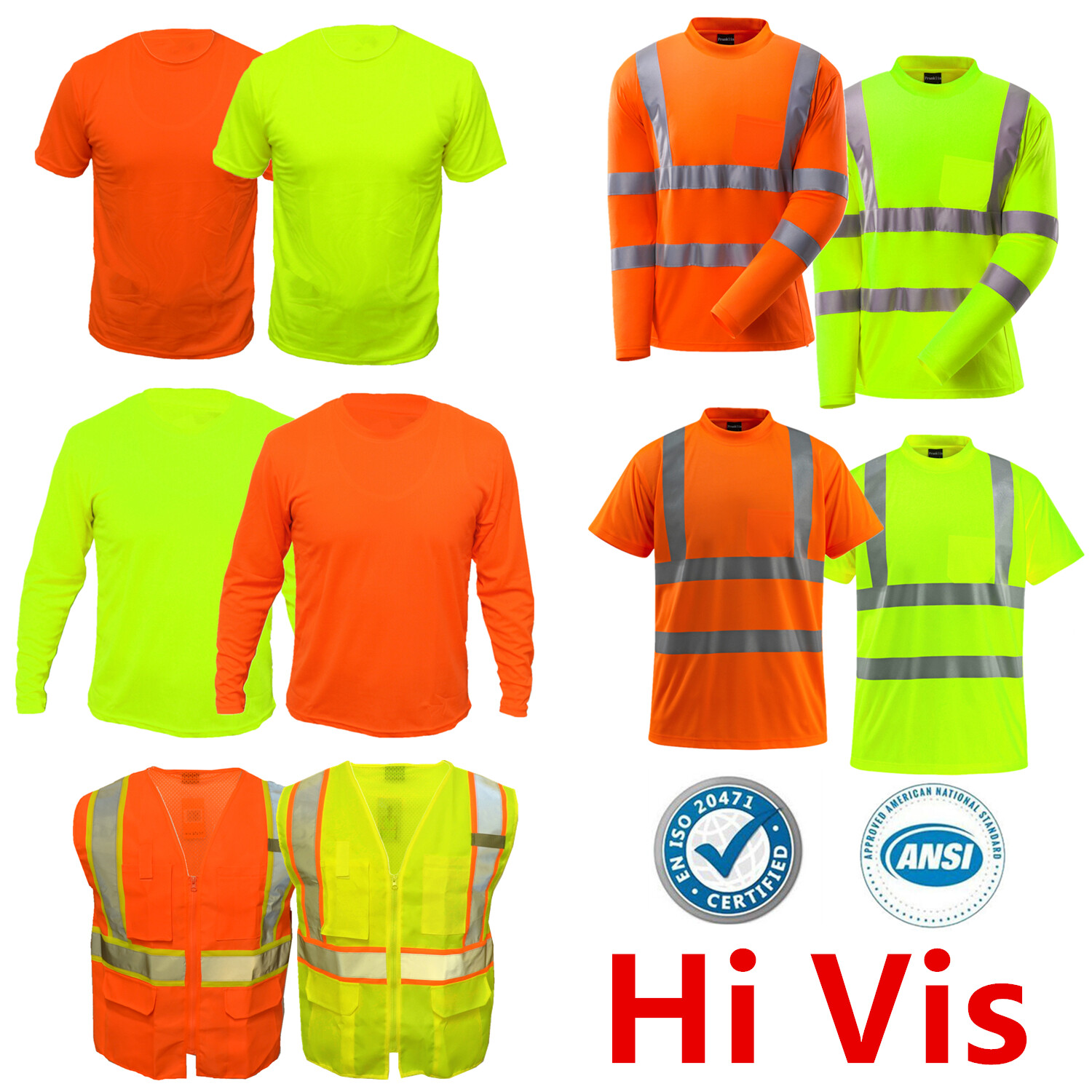 ANSI High Visibility Reflective Long Sleeve Safety Work T-Shirt
