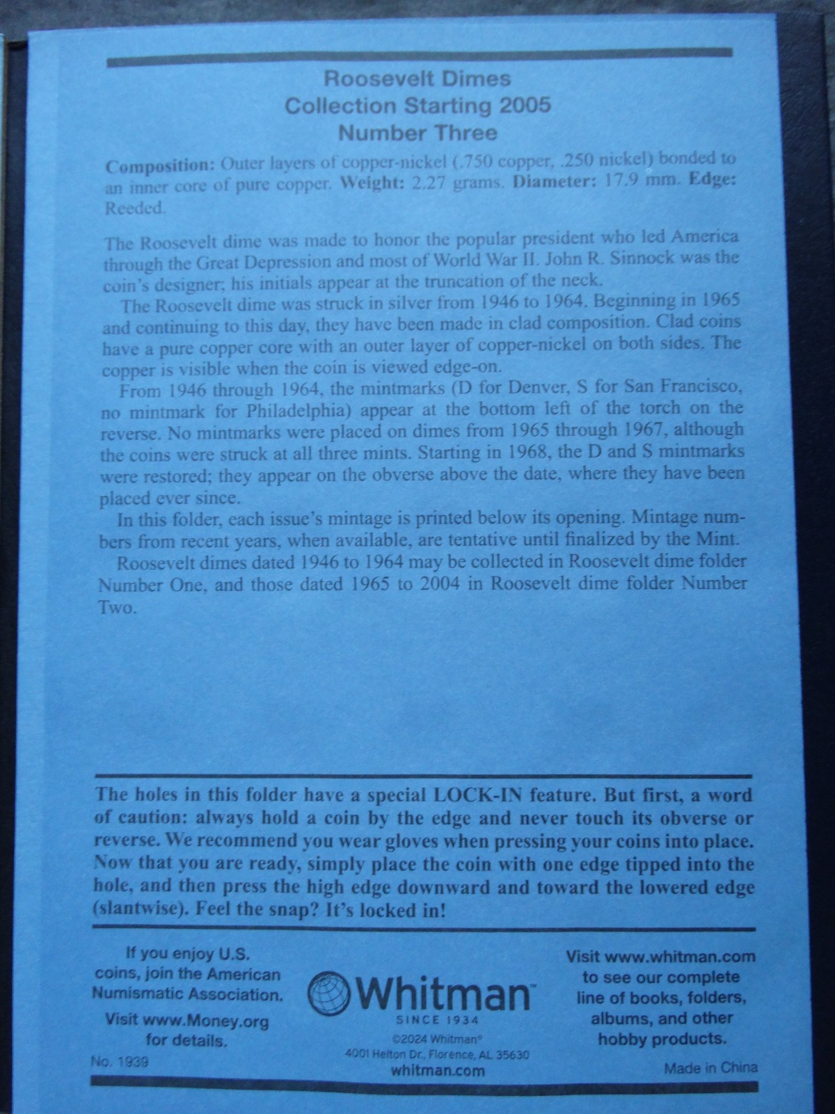 Set of 3 - Whitman Roosevelt Dime Coin Folders Number 1-3 1946-2025 Book