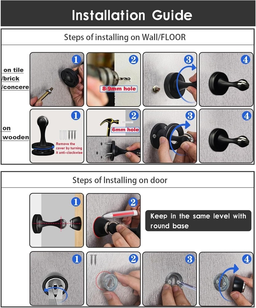 Stylish Black Magnetic Door Catch Holders - 2 Pack, Soft-Catch Technology