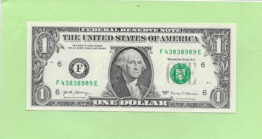 2017 ..UNCIRC $1  F 4383 8989 E  .... 2017 $1  F-E     NICE NOTE