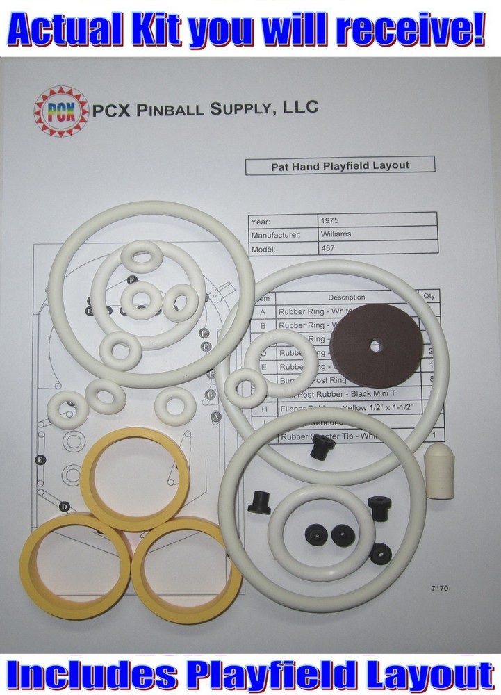 1975 Williams Pat Hand Pinball Machine Rubber Ring Kit