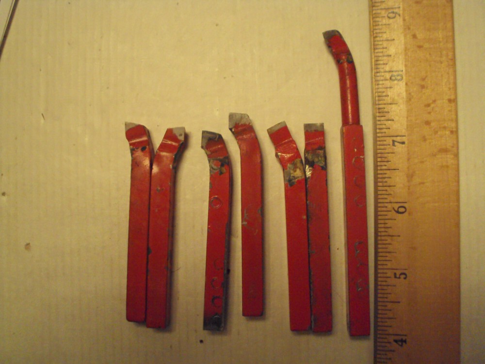 7 each brazed carbide lathe tools 3/8" square; extended reach