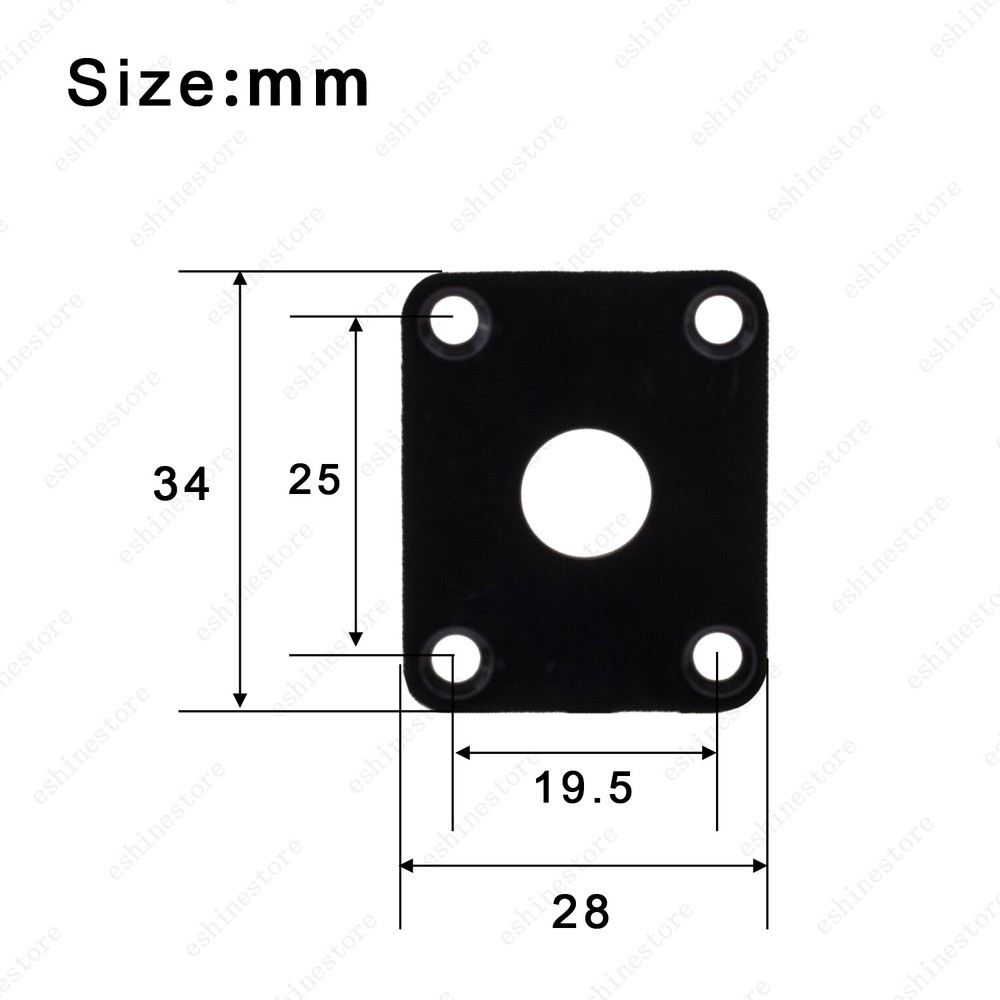 Square Plastic 1/4 Output Jack Plate Input Jack Socket For Electric Guitar Bass