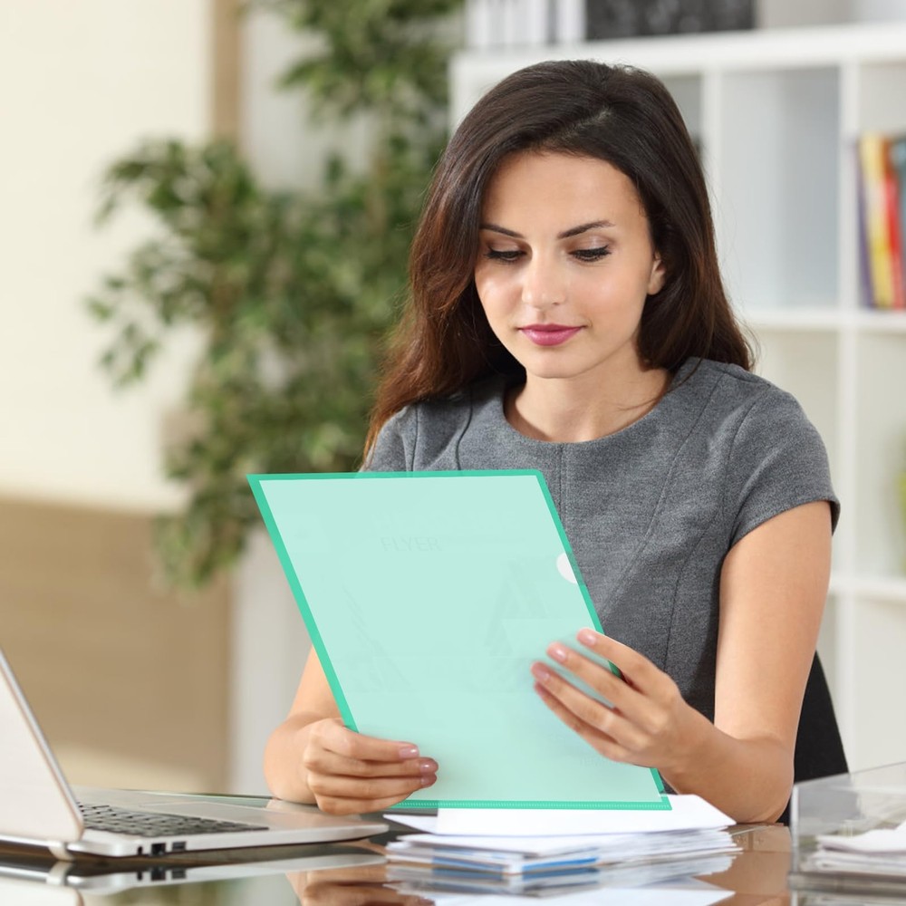 35 Pack Clear Plastic Folders Sleeves Document Project Pockets for Letter Size