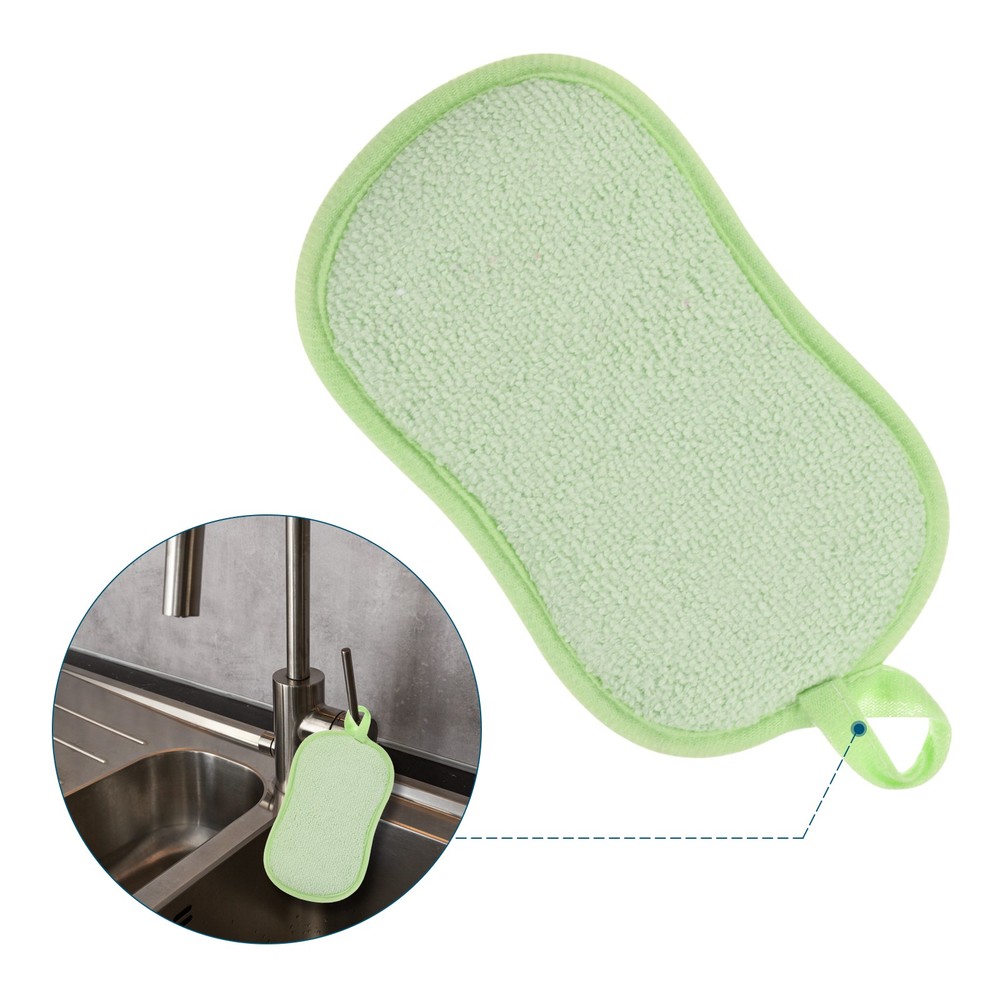 5 Pcs Multipurpose Microfiber Kitchen Dish Sponge Scrubber Pads Green