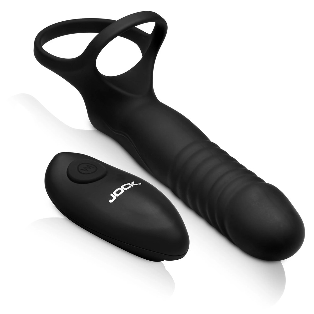 Remote-Control Silicone Thrusting and Vibrating Double Penetration Penis Ring