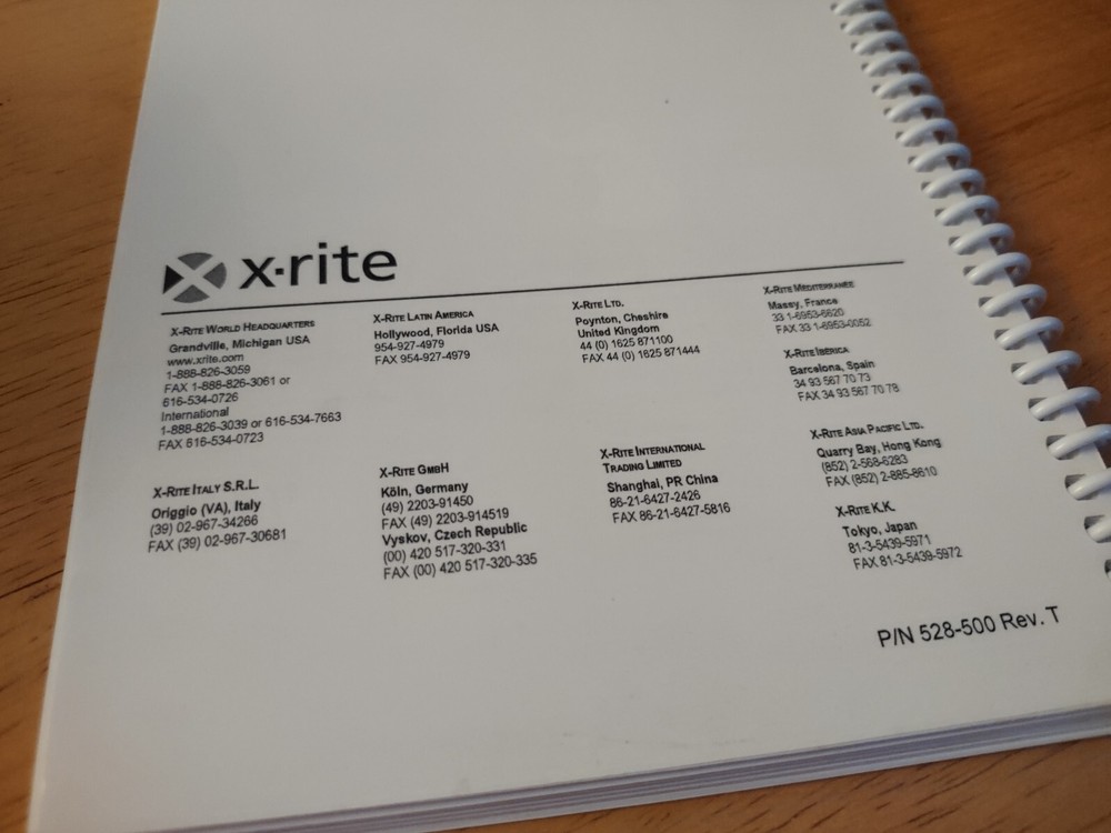 X-Rite 500 Series Spectrodensitometer Operator's Manual