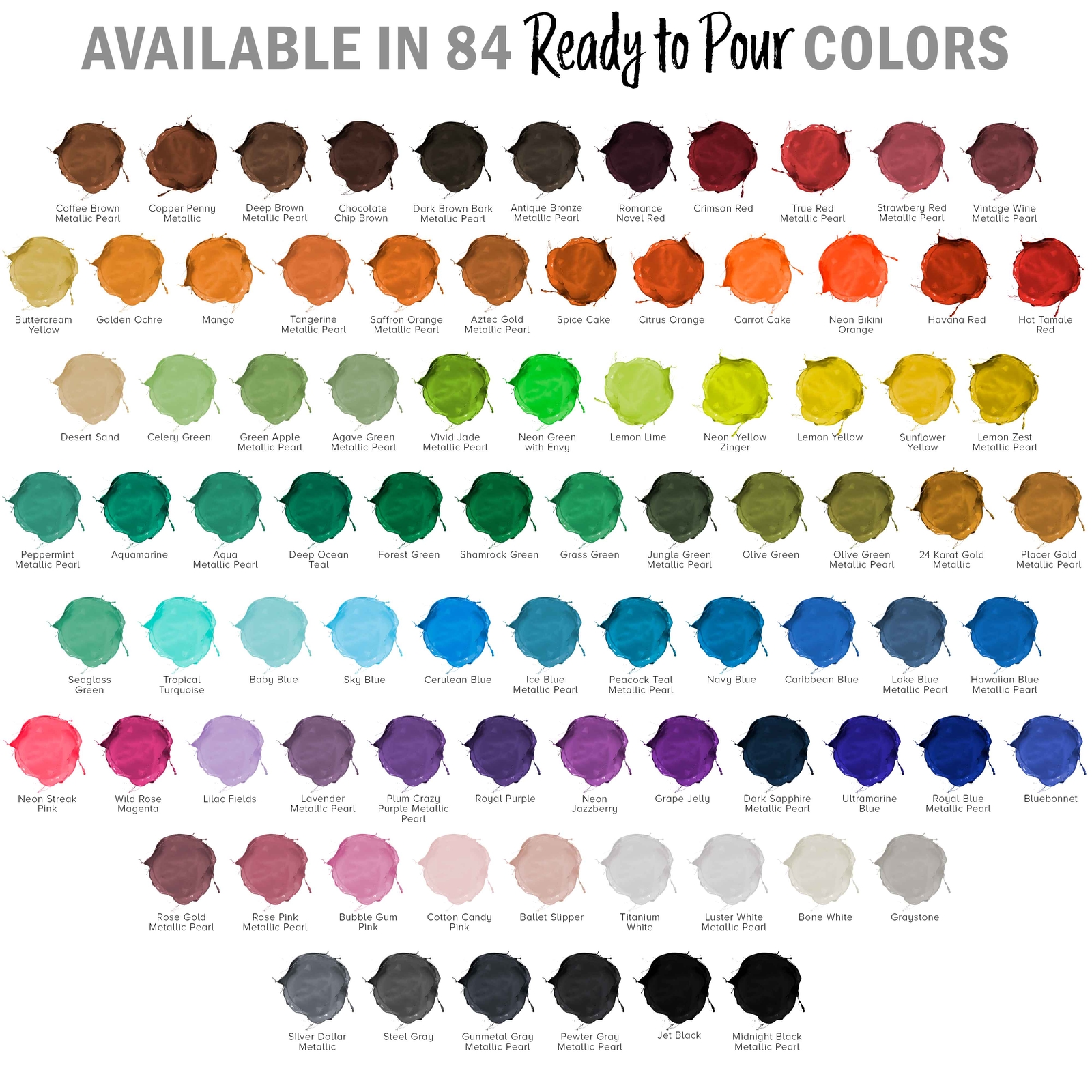 84-Color Ready to Pour Acrylic Pouring Paint Set - Silicone Oil & Gloss Medium