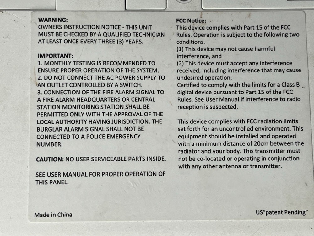 Cove EG91-VX Wired Touchscreen Panel Security System with Power Adaptor