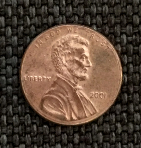 2001 P Lincoln penny, actual coin in picture, free shipping.