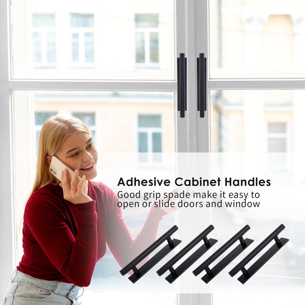 8 Pack Adhesive Cabinet Handles Pulls, Self Adhesive Drawer Pulls Stick Door