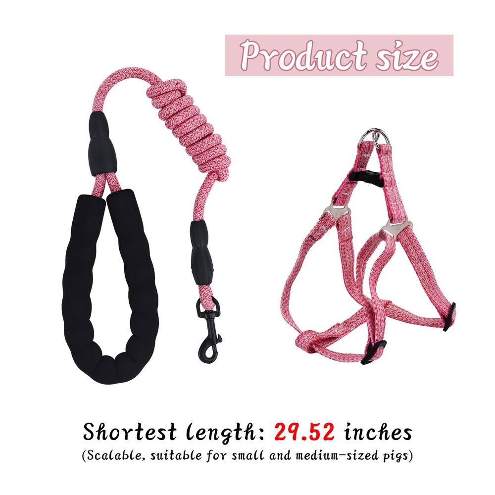 Mini Pig Harness, Adjustable Small Harness with Leash Infinity M, Pink