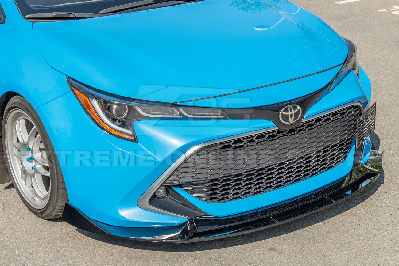 For 19-Up Corolla Hatchback | Track Style GLOSS BLACK Front Bumper Lip Splitter