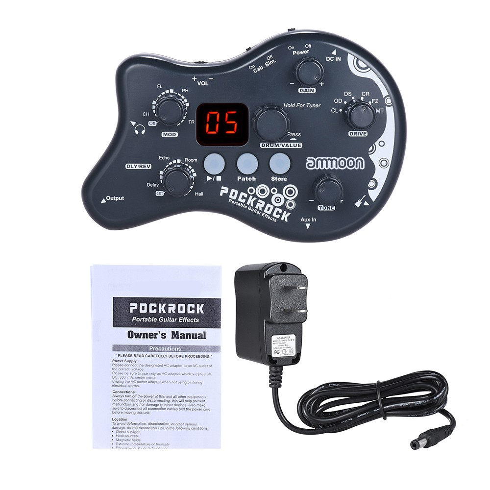 PockRock Guitar Multi-effects Processor Effect Pedal 15 Effect Types LCD Display