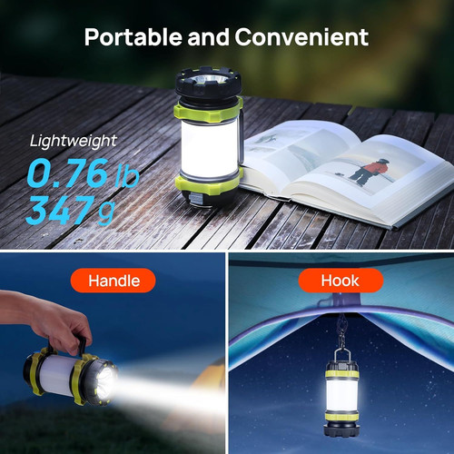 2 Pack LED Camping Lantern Flashlight Rechargeable, 2 2 Pack, Light Green