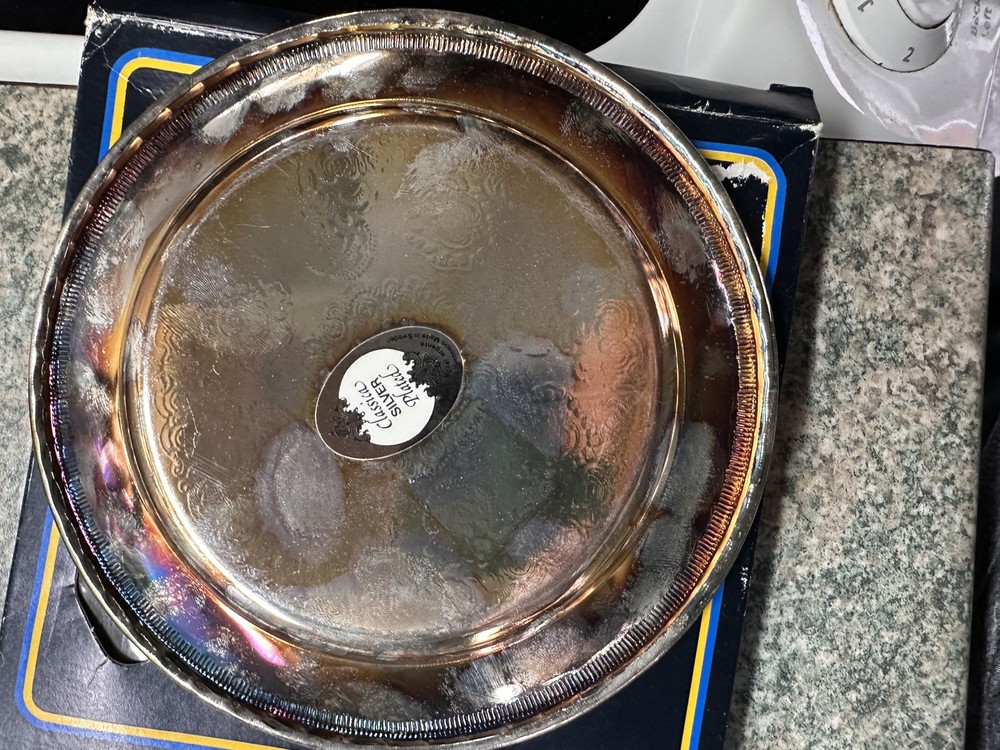 2 Vintage Coasters silver plated plates