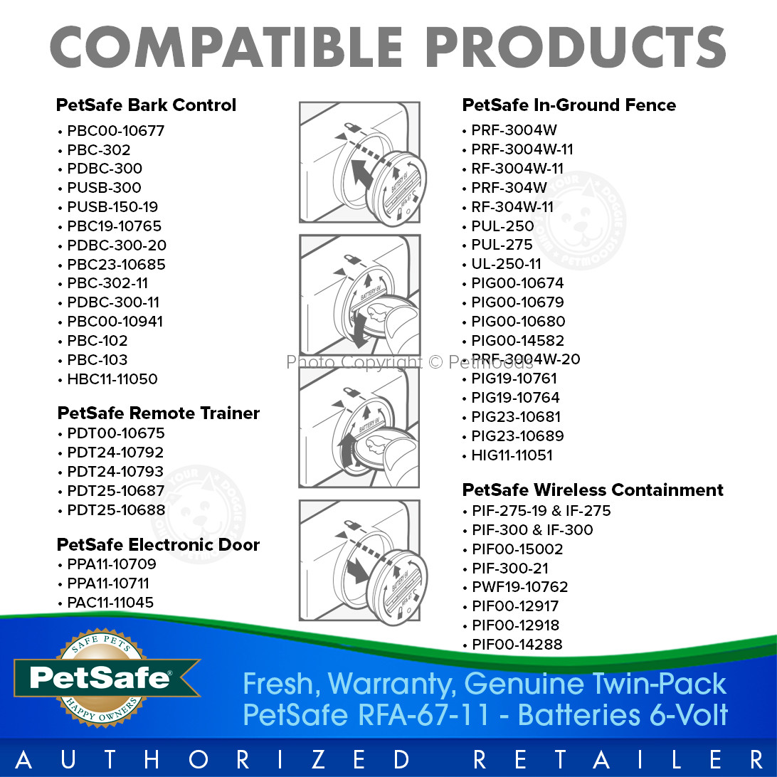 PetSafe RFA-67D-11 Batteries 6V for Dog Fence Collar Receiver PIF-275-19 PUL-275