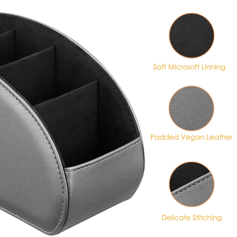 Vegan Leather Remote Control Holder TV Remote Desktop Organizer 5 Compartments