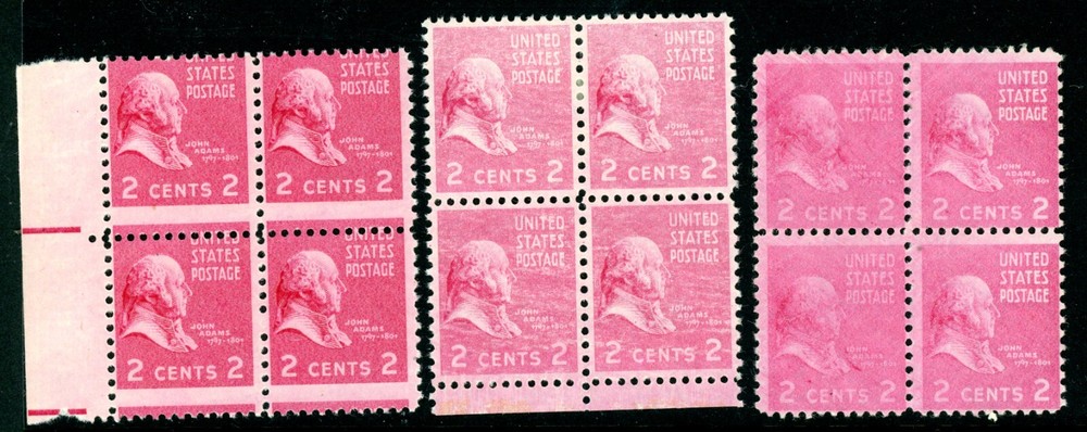 EFO 806 THREE BLOCKS/4 EACH WITH A DIFFERENT PRINTING ISSUE! A GREAT GROUP