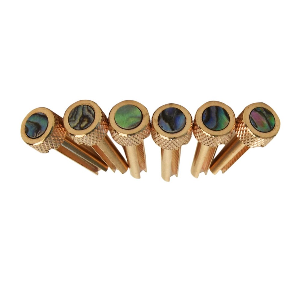 6pcs Guitar String Nails Solid Brass Bridge Pins Abalone Dot Inlay Acoustic