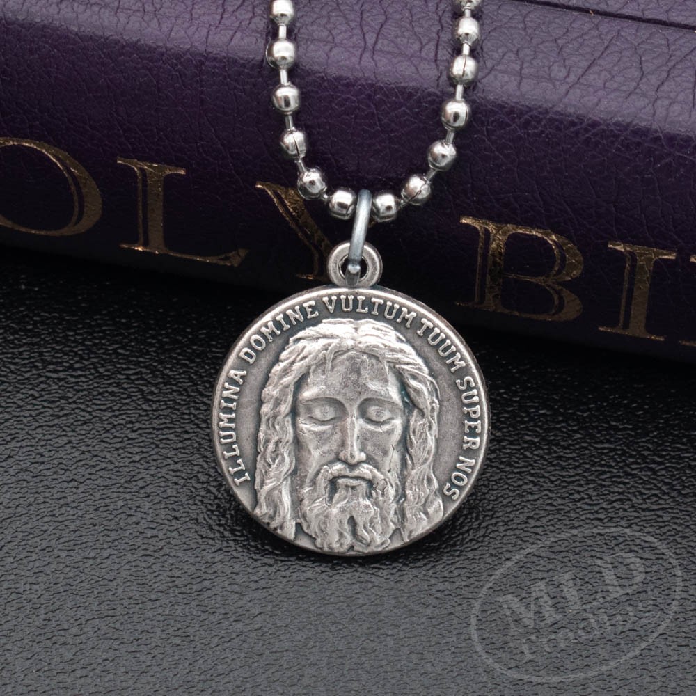 Holy Face of Jesus Medal Necklace – Italian Silver-Plated Catholic Pendant