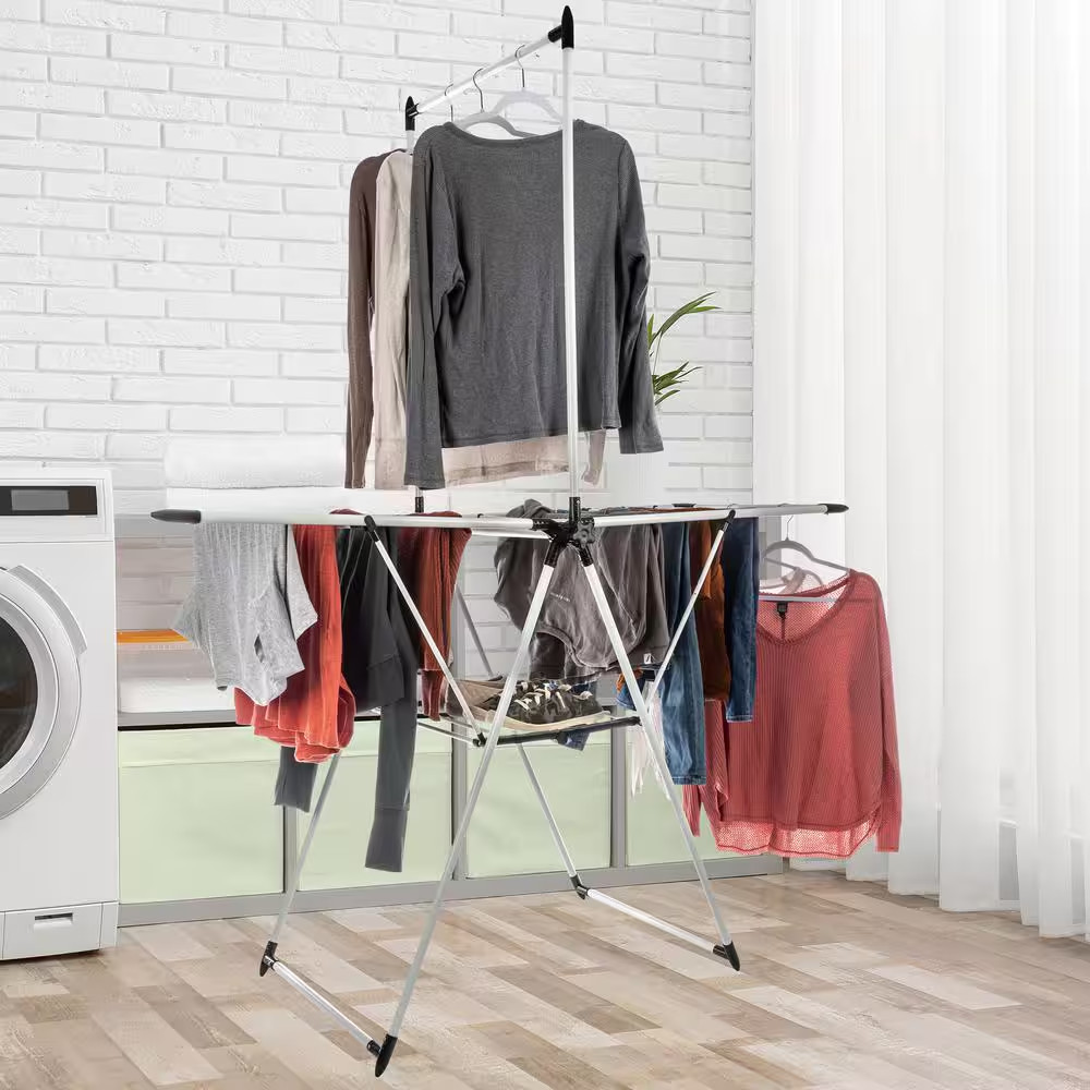 Clothes Drying Rack - 2-Level Laundry Drying Rack with 24 Drying Rails, Hanging