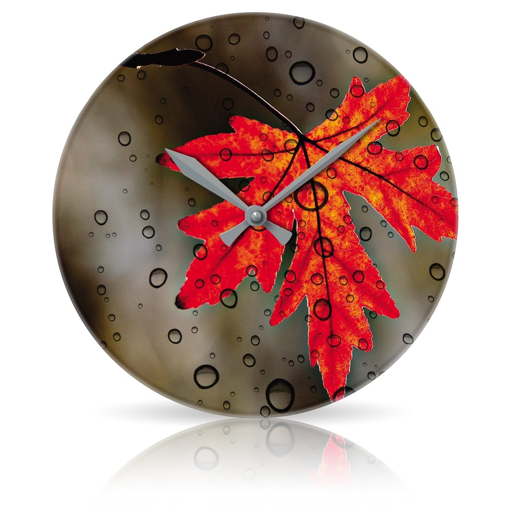 Rainy Leaf br Round Acrylic Wall Clock 10.75"