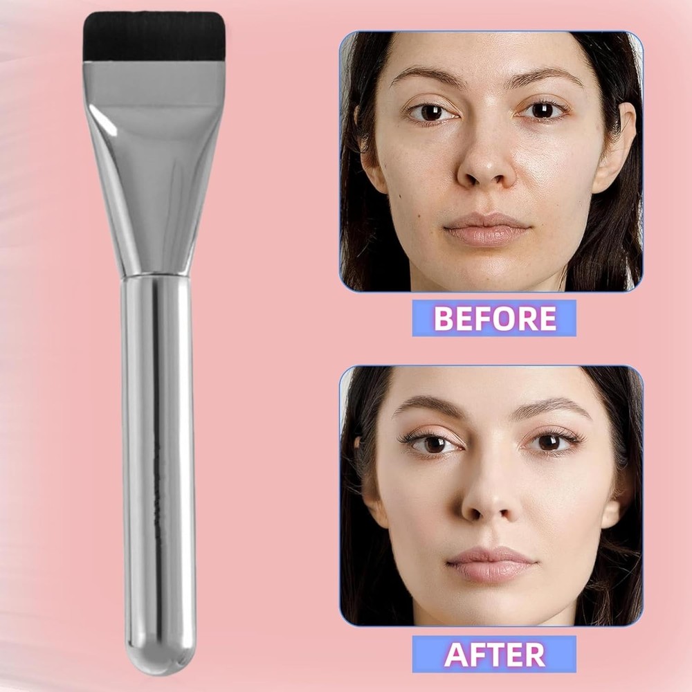 2pc Thin Foundation Makeup Brush Flat Liquid Foundation Brush Straight Edge
