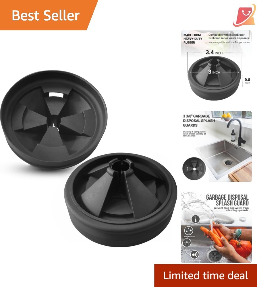 2-Pack Rubber Sink Baffle Garbage Disposal Splash Guards 3 3/8" Durable