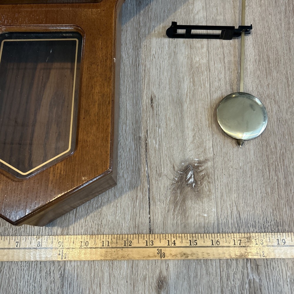 Beautiful Devon Quartz Wall Clock W/ Swinging Pendulum 24” X 14” Tested!