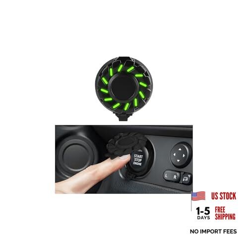 Car Push Start Button Cover, Luminous Vehicle Engine Start Stop Button Black