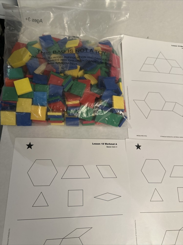 Pattern block Color 4414B geometric- 7 Interactive Activities Worksheets ￼