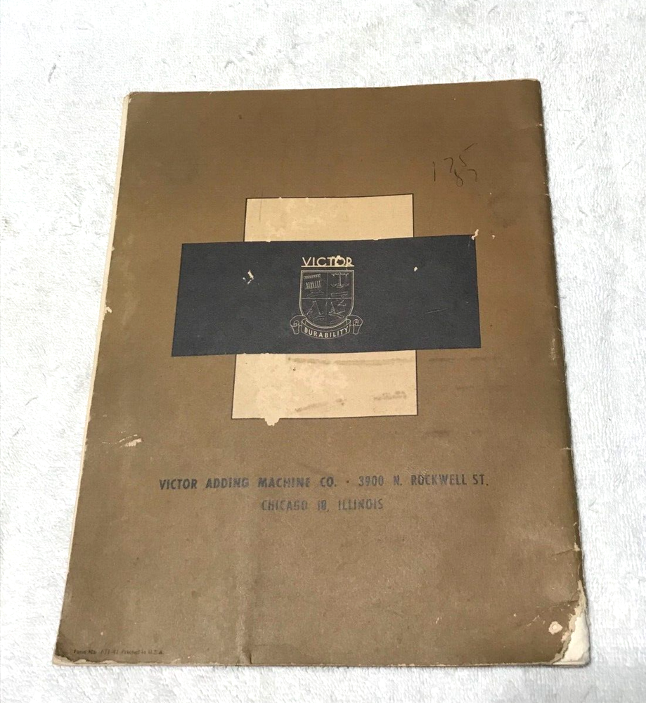 Vtge. Victor Adding Machine Operating Manual for Custom 60 & 70 Line Models.