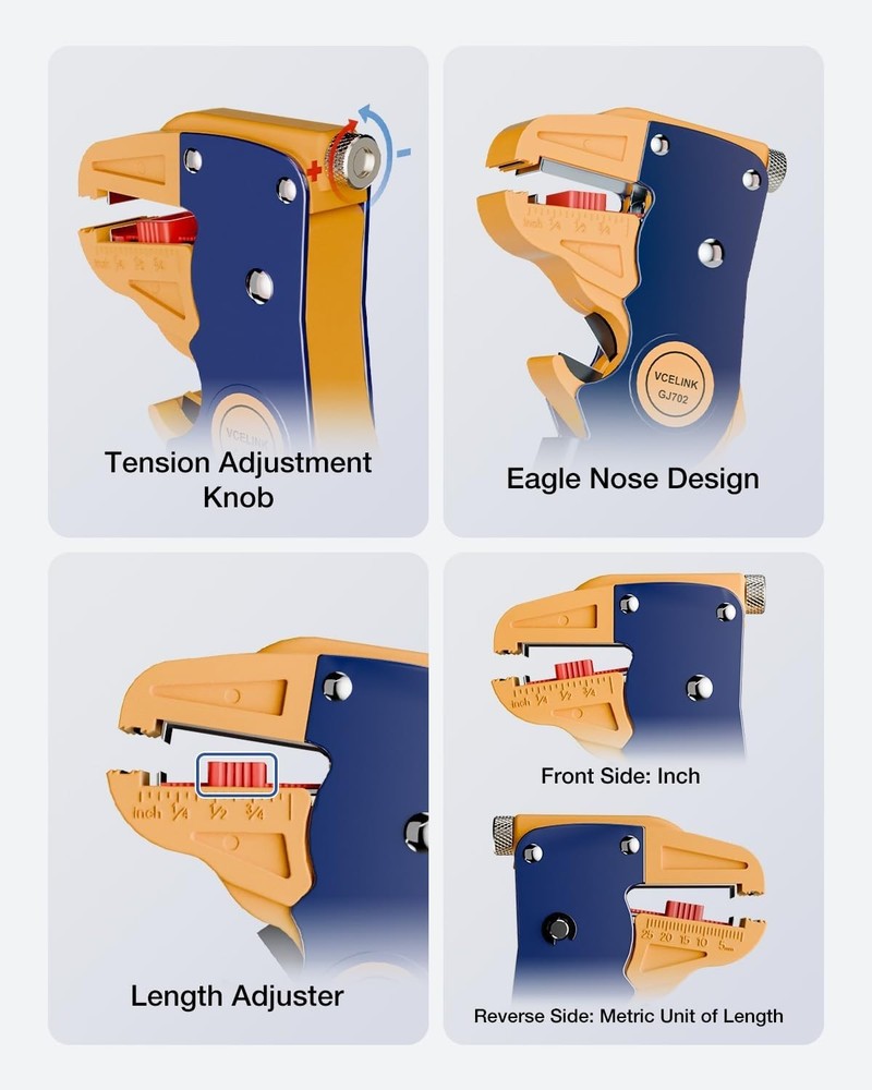 Professional Eagle Nose Wire Stripper - Effortless Wire Stripping Tool 7-Inch