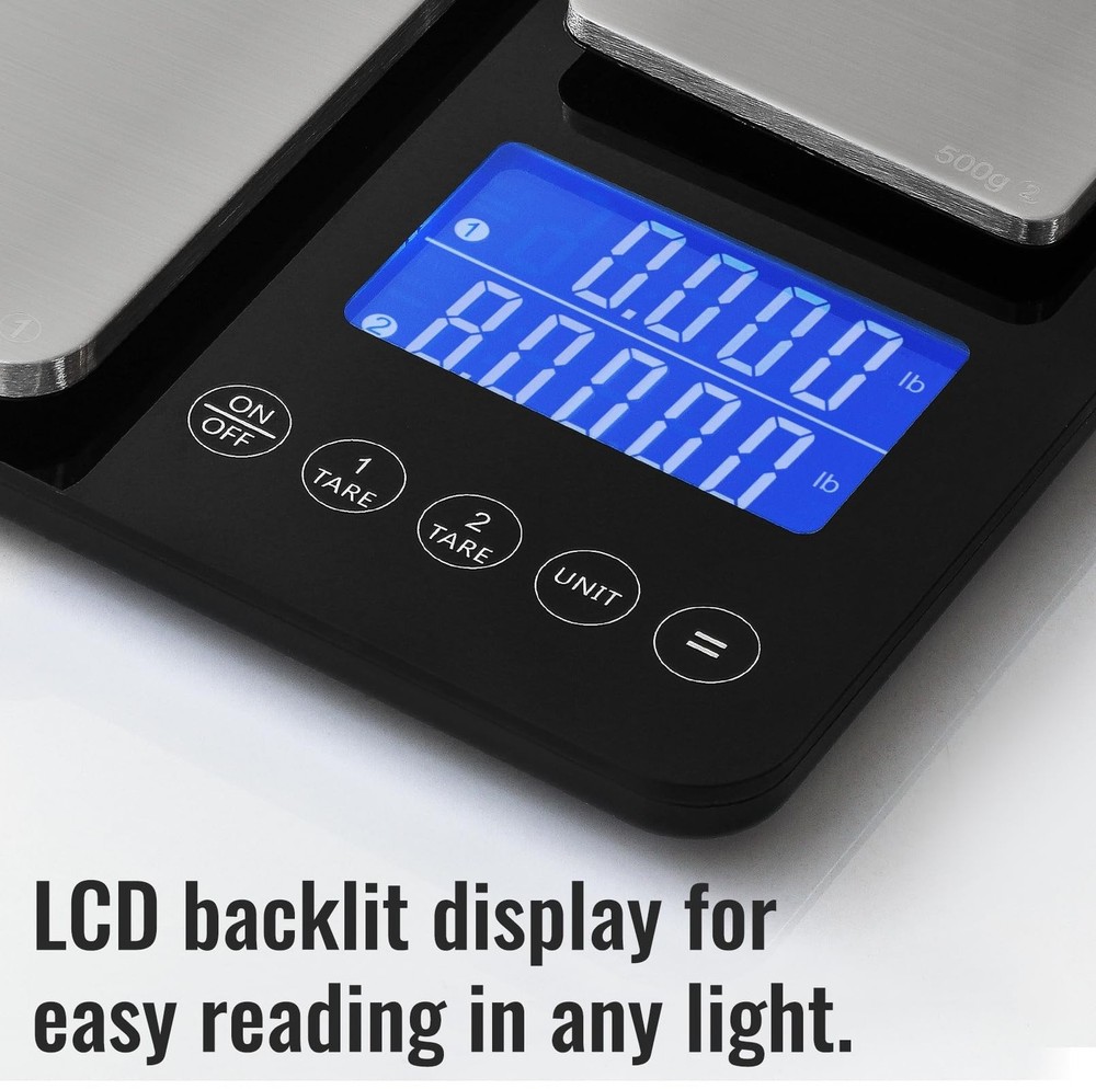 KitchenTour Dual Platform Digital Kitchen Scale with Total Weight Function - ...